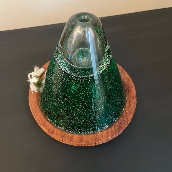 Hand Blown Green Glass Control Bubbles Oil‎ Lamp - Picture 8 of 9